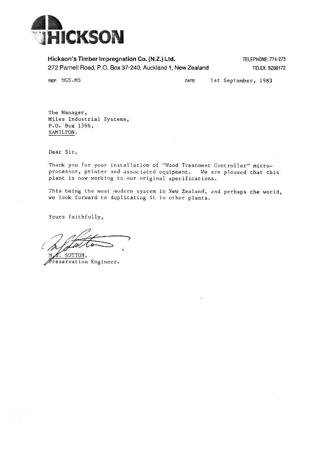 Letter from Hicksons Timber Impregnation