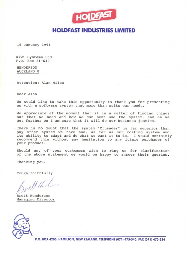 Letter from Holdfast NZ